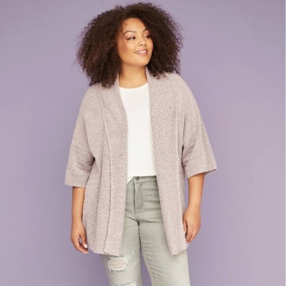 Lane Bryant | Light Purple Stitch Mix Cocoon Open Front Cardigan Sweater Size 14 - Picture 1 of 9